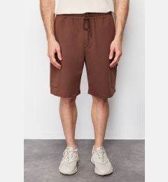 Снимка на Trendyol Brown Oversize/Wide Cut Hidden Drawstring Elastic Waist Cargo Pocket Labeled Shorts