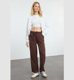 Снимка на Trendyol Brown Premium Tencel Elastic Waist High Waist Wide Leg Jeans