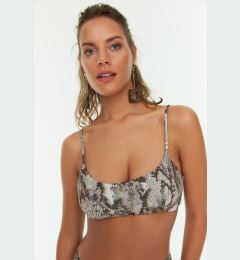 Снимка на Trendyol Brown Python Pattern U-Neck Bikini Top