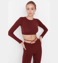 Снимка на Trendyol Brown Seamless/Seamless Crop Corduroy Sport Blouse