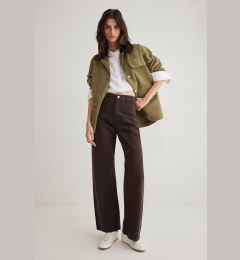 Снимка на Trendyol Brown Stitch Detail High Waist Wide Leg Jeans