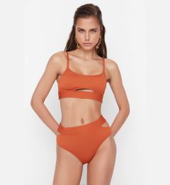 Снимка на Trendyol Brown Textured Cut Out Detailed Bikini Bottoms