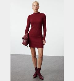 Снимка на Trendyol Burgundy Mini Knitted Bodycon Dress