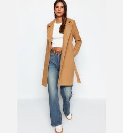 Снимка на Trendyol Camel Belted Long Wool Cashmere Coat