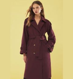 Снимка на Trendyol Claret Red Oversize Belted Trench Coat