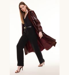Снимка на Trendyol Claret Red Oversize Wide Cut Patent Leather Trench Coat