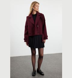 Снимка на Trendyol Claret Red Soft Textured Seasonal Short Oversize Cashmere Jacket Coat