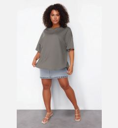 Снимка на Trendyol Curve Anthracite 100% Cotton More Sustainable Oversize Knitted T-shirt