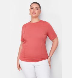 Снимка на Trendyol Curve Basic 100% Cotton Knitted T-shirt with Tile Stitching Detail
