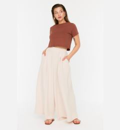 Снимка на Trendyol Curve Beige Wide Leg Woven Trousers
