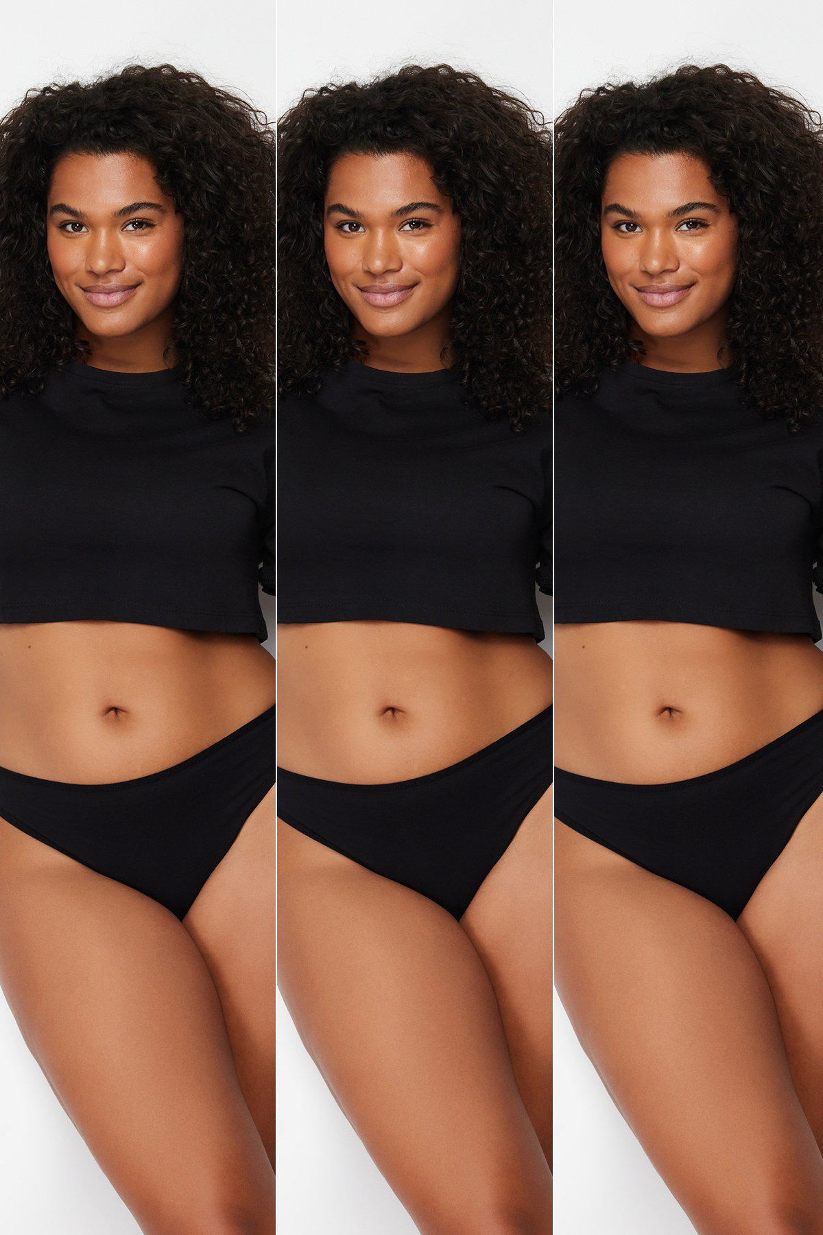 Снимка на Trendyol Curve Black 3-Pack Cotton Plus Size Panties
