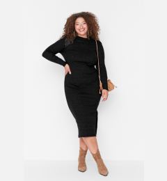 Снимка на Trendyol Curve Black Crew Neck Slit Camisole Knit Plus Size Dress