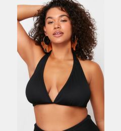 Снимка на Trendyol Curve Black Deep V Neck Tie Detail Bikini Top