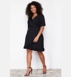 Снимка на Trendyol Curve Black Double Breasted Flounce Knitted Dress Double Breasted Flounce Mini Knitted Dress