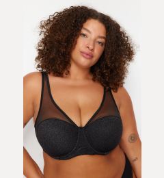 Снимка на Trendyol Curve Black Glitter Mesh Covered Bra
