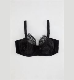 Снимка на Trendyol Curve Black Half-Covered Knitted Lace Fringed Plus Size Bra