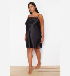 Снимка на Trendyol Curve Black Lace Detailed Mini Satin Woven Nightgown
