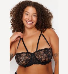 Снимка на Trendyol Curve Black Lace Piping Underwire Capless Balconette Bra