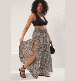 Снимка на Trendyol Curve Black Multicolored Waist Gipel Wide Leg Beach Wear Plus Size Trousers