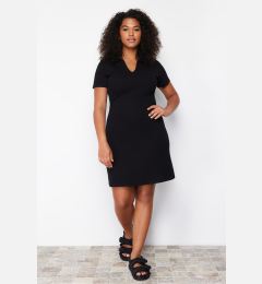 Снимка на Trendyol Curve Black Polo Neck Midi Knitted Plus Size Dress