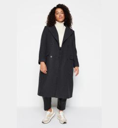 Снимка на Trendyol Curve Black Regular Fit Pocket Flap Herringbone Patterned Cashmere Coat