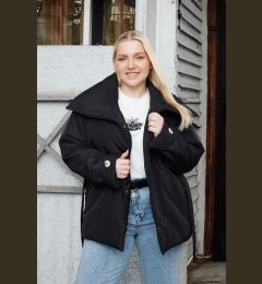 Снимка на Trendyol Curve Black Regular Fit Wide Collar Waist Tie Detailed Coat