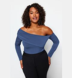 Снимка на Trendyol Curve Blue Asymmetric Collar Knitted Blouse