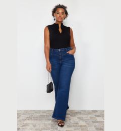 Снимка на Trendyol Curve Blue High Waist Comfort Stitch Detail Spanish Leg Flare Fit Jeans