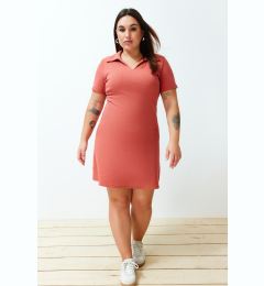 Снимка на Trendyol Curve Brick Polo Collar Midi Knit Plus Size Dress