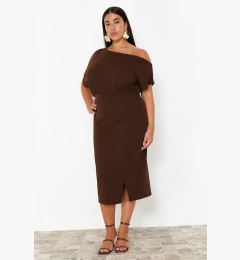 Снимка на Trendyol Curve Brown One-Shoulder Midi Knitted Dress