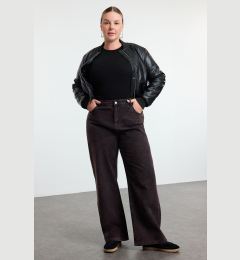 Снимка на Trendyol Curve Claret Red High Waist Wide Leg Plus Size Wide Leg Jeans