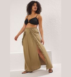 Снимка на Trendyol Curve Khaki Tassel Detailed Beachwear Plus Size Skirt