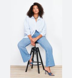 Снимка на Trendyol Curve Light Blue High Waist Comfort Stitch Detail Spanish Leg Flare Fit Jeans
