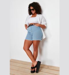 Снимка на Trendyol Curve Light Blue Pocket and Leg Tassel Detailed Mini Denim Shorts