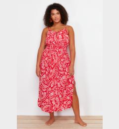Снимка на Trendyol Curve Multicolored Ethnic Pattern Elastic Waist Woven Strap Plus Size Beach Dress