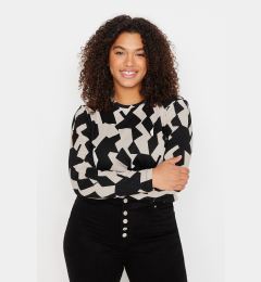 Снимка на Trendyol Curve Multicolored Patterned Bodycone/Fits Body Ribbed Knit Plus Size Blouse
