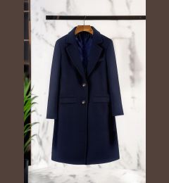 Снимка на Trendyol Curve Navy Blue Regular Fit Thick Stitching Coat