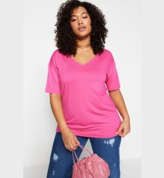 Снимка на Trendyol Curve Pink Collar Detailed Knitted T-Shirt