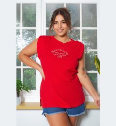 Снимка на Trendyol Curve Red Printed Knitted T-Shirt
