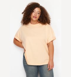 Снимка на Trendyol Curve Salmon Collar Ribbed Wide Pattern Basic 100% Cotton Knitted T-shirt