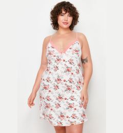 Снимка на Trendyol Curve Salmon Floral Lace Knitted Nightshirt