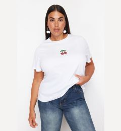 Снимка на Trendyol Curve White 100% Cotton Patterned Knitted T-Shirt