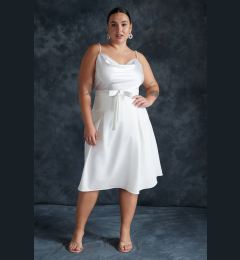 Снимка на Trendyol Curve White High Bow Woven Bridal/Nikah/Wedding Stylish Skirt