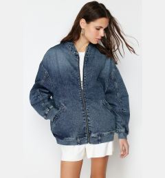 Снимка на Trendyol Dark Blue Bomber Denim Jacket