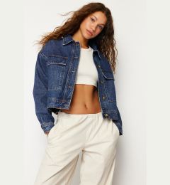 Снимка на Trendyol Dark Blue More Sustainable Denim Jacket with Pocket Detail