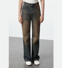 Снимка на Trendyol Dark Blue Pale Effect Vintage High Waist Wide Leg Jeans