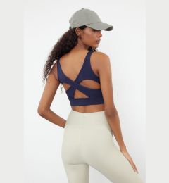 Снимка на Trendyol Dark Navy Blue Padded/Shaping Knitted Sports Bra with Back Detail