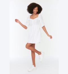 Снимка на Trendyol Ecru Mini Waist Open Woven Balloon Sleeve Woven Dress