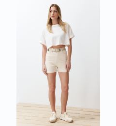 Снимка на Trendyol Ecru Mom High Waist Denim Shorts