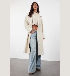 Снимка на Trendyol Ecru Oversize Wide Cut Long Wool Cashmere Coat